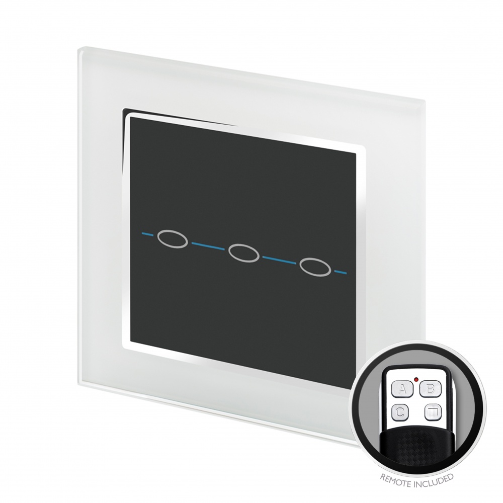Crystal CT Touch & Remote Light Switch 3 Gang White RetroTouch